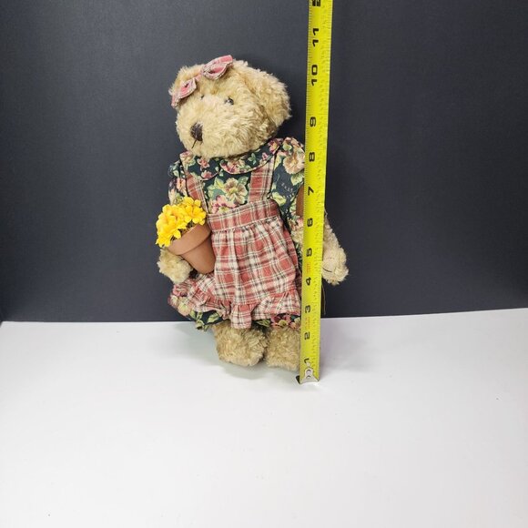 Vintage Miss Elle's Collection Bear Plush Flower Pot & Shovel 10'' Soft Toy - Picture 8 of 9